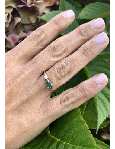 MIRAVELLE 18K yellow gold ring diamond & green tourmaline