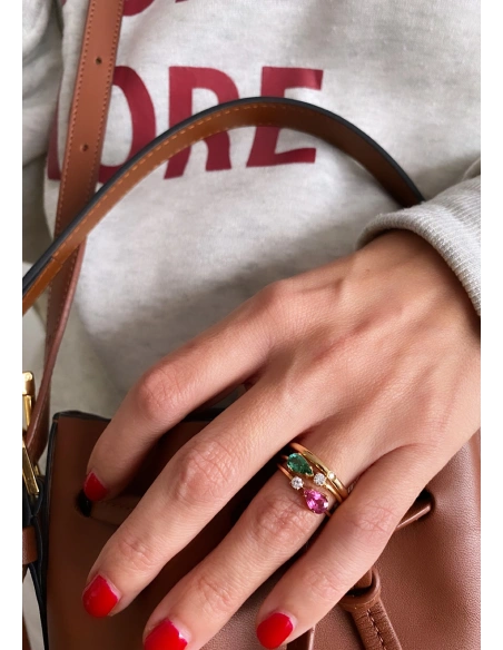 MIRAVELLE 18K yellow gold ring diamond & green tourmaline