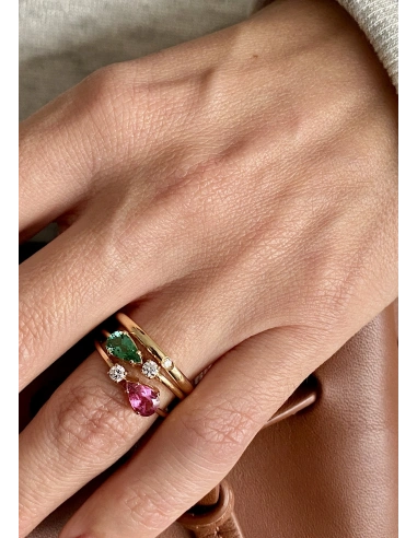 MIRAVELLE 18K yellow gold ring diamond & green tourmaline