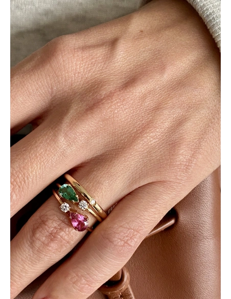 MIRAVELLE 18K yellow gold ring diamond & green tourmaline