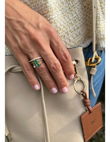 Bague MIRAVELLE en or jaune 18K avec diamant et tourmaline.