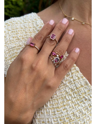 MIRAVELLE 18K rose gold ring diamond & pink tourmaline