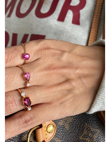 MIRAVELLE 18K rose gold ring diamond & pink tourmaline