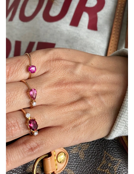 MIRAVELLE 18K rose gold ring diamond & pink tourmaline