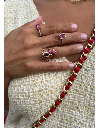 MIRAVELLE 18K rose gold ring diamond & pink tourmaline