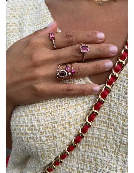 MIRAVELLE 18K rose gold ring diamond & pink tourmaline
