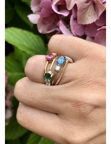 MIRAVELLE 18K white gold ring diamond & London Blue topaz