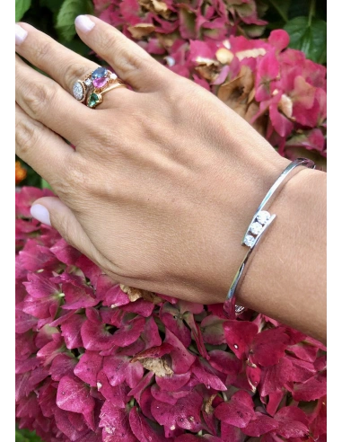 MIRAVELLE 18K white gold ring diamond & London Blue topaz