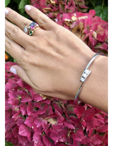 MIRAVELLE 18K white gold ring diamond & London Blue topaz