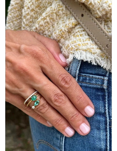 MIRAVELLE 18K yellow gold ring diamond & green tourmaline