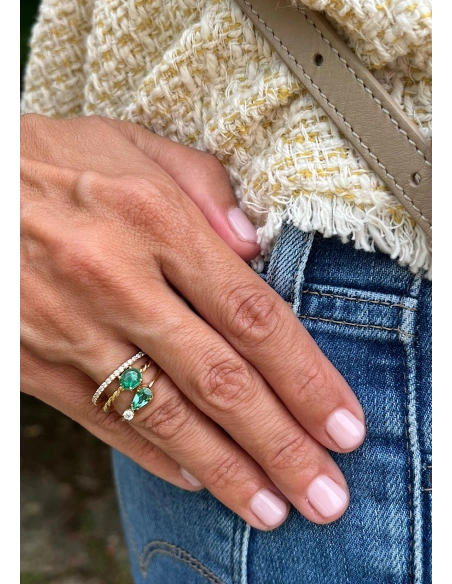 MIRAVELLE 18K yellow gold ring diamond & green tourmaline