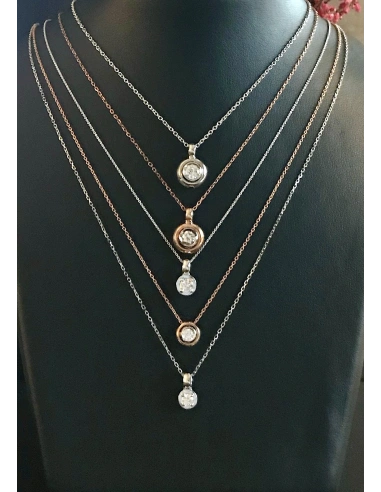 ZAHARA 18K white gold brilliant cut diamond pendant.