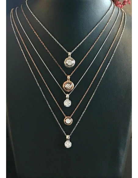 ZAHARA 18K white gold brilliant cut diamond pendant.