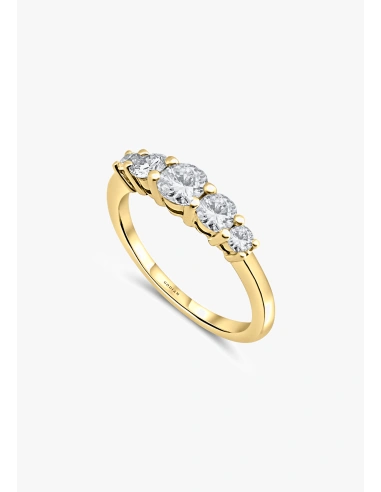 MJ 18K gold 5 graduated diamonds half eternity ring. MJ 18K gold 5 graduated diamonds half eternity ring.