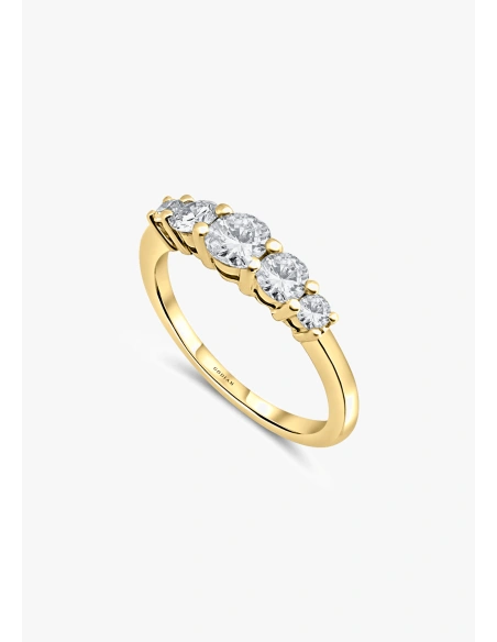 MJ 18K gold 5 graduated diamonds half eternity ring.