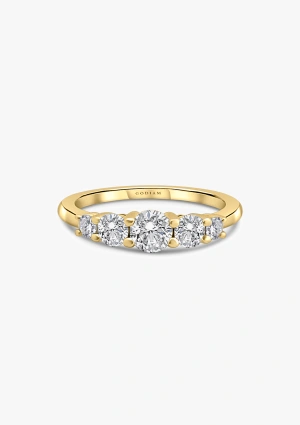 MJ 18K gold 5 graduated diamonds half eternity ring. 2