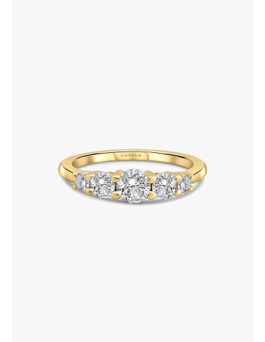 MJ 18K gold 5 graduated diamonds half eternity ring. MJ 18K gold 5 graduated diamonds half eternity ring.