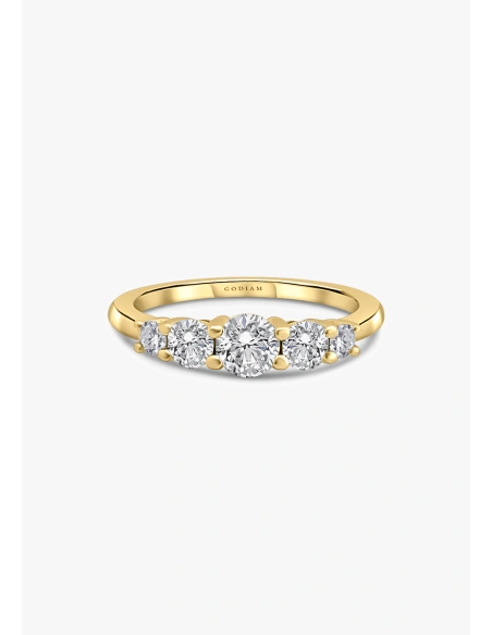 MJ 18K gold 5 graduated diamonds half eternity ring.