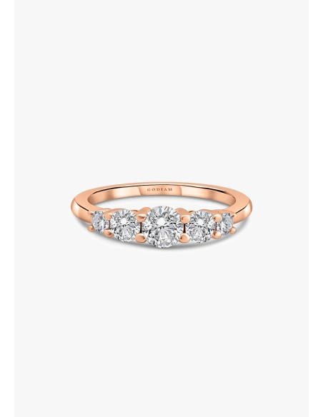 MJ 18K gold 5 graduated diamonds half eternity ring.