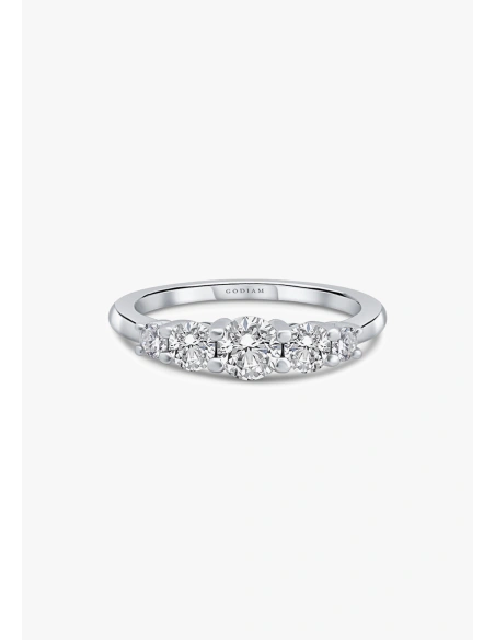 MJ 18K gold 5 graduated diamonds half eternity ring.