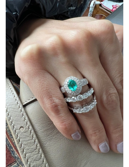 MJ 18K gold 5 graduated diamonds half eternity ring.