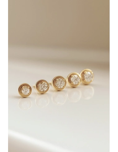 Pendientes dormilonas ZAHARA en oro amarillo de 18K y diamantes|Pendientes|Godiam Alta Joyería