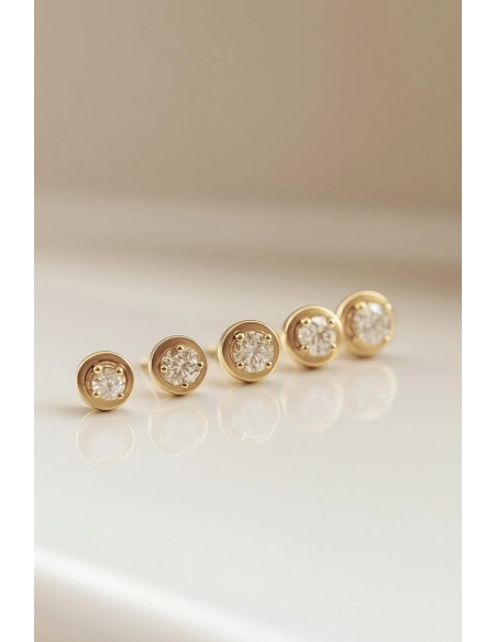 Pendientes dormilonas ZAHARA en oro amarillo de 18K y diamantes|Pendientes|Godiam Alta Joyería