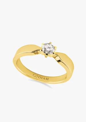 SADA 18K yellow gold solitaire ring with brilliant cut diamond