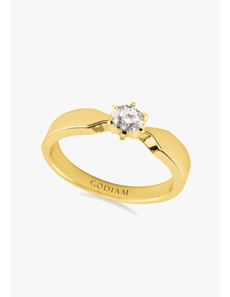 Anillo solitario SADA en oro amarillo de 18K y diamante talla brillante