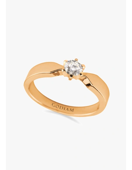 Anillo solitario SADA en oro rosa de 18K y diamante talla brillante