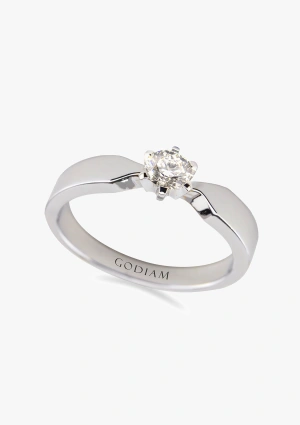 Anillo solitario SADA en oro blanco de 18K y diamante talla brillante