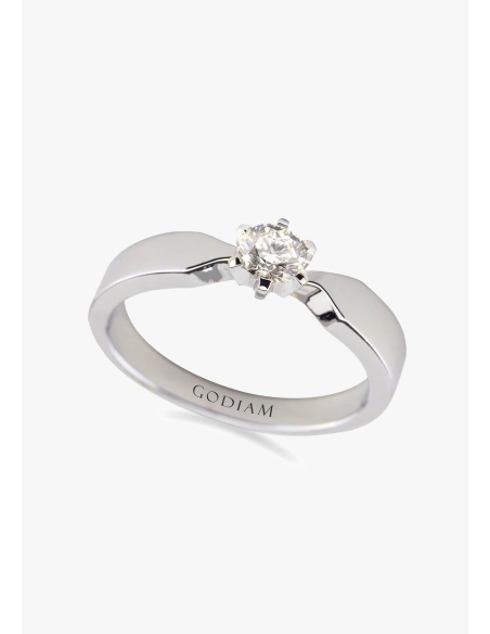 Bague solitaire SADA en or blanc 18 carats et diamant taille brillant