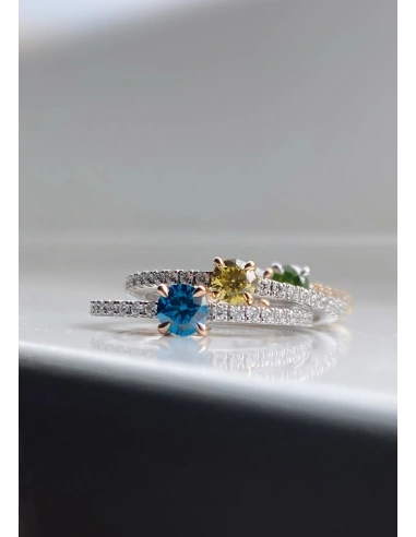 Bague MARSEILLE en or blanc et rose 18K avec diamant Blue.
