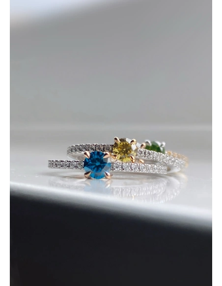 Bague MARSEILLE en or blanc et rose 18K avec diamant Blue.