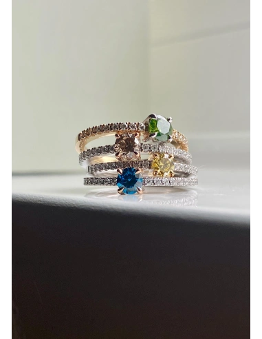 Bague MARSEILLE en or blanc et rose 18K avec diamant Blue.