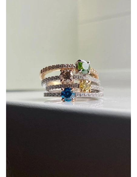 Bague MARSEILLE en or blanc et rose 18K avec diamant Blue.