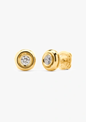 ROSARIO 18K yellow gold brilliant cut diamond stud earrings 2