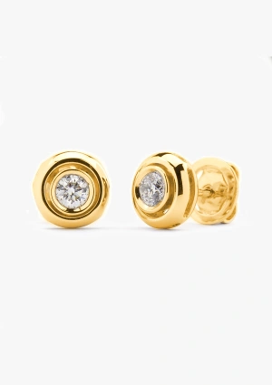 ROSARIO 18K yellow gold brilliant cut diamond stud earrings 2