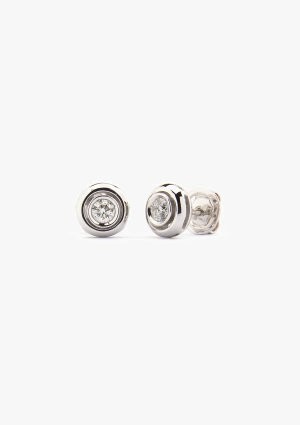 Brincos dormilonas ROSARIO em ouro branco de 18K e diamantes de lapidação brilhante