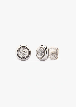 ROSARIO 18K white gold brilliant cut diamond stud earrings 2