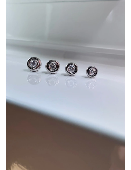 Pendientes dormilonas ROSARIO en oro blanco de 18K y diamantes|Pendientes de Novia|Godiam Alta Joyería