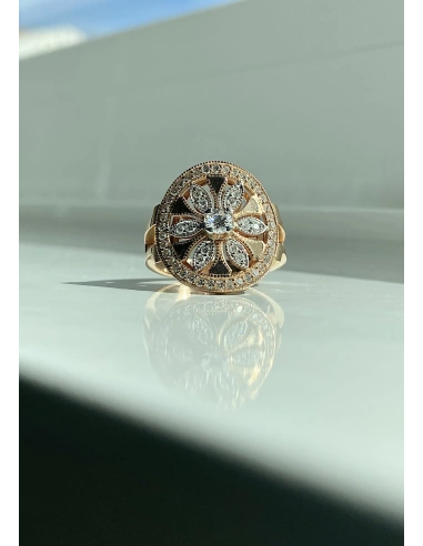 Bague vintage DUOMO en or rose et blanc 18K diamants.
