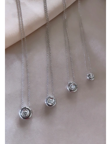 MOON 18K white gold with diamond chain pendant.
