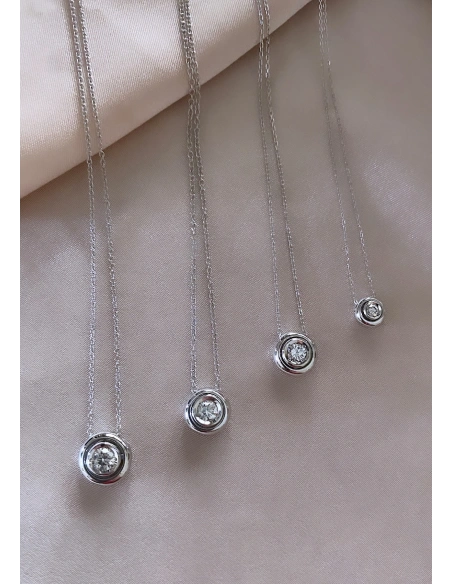 MOON 18K white gold with diamond chain pendant.