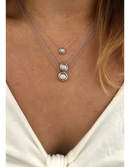 MOON 18K white gold with diamond chain pendant.