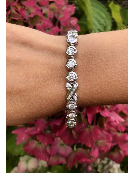 Pulsera maxi riviêre JULIA en oro blanco de 18K y diamantes|Luxury By GODIAM|Godiam Alta Joyería