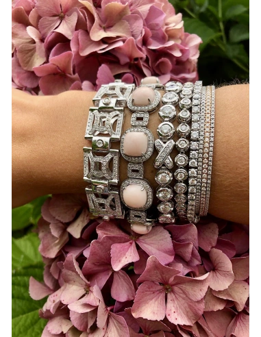 Pulsera maxi riviêre JULIA en oro blanco de 18K y diamantes|Luxury By GODIAM|Godiam Alta Joyería