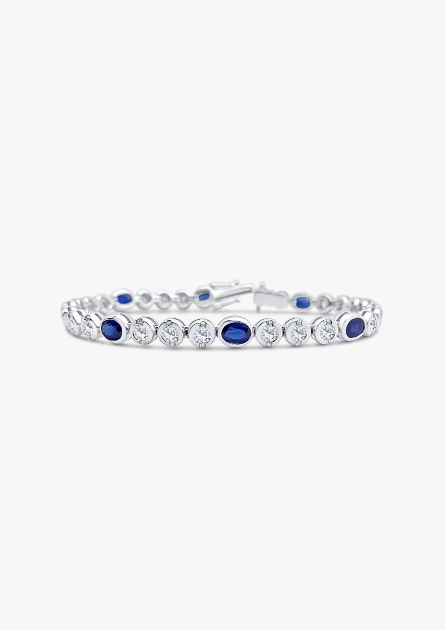 BLUE LUMIÈRE 18K white gold tennis bracelet with diamonds and blue sapphires