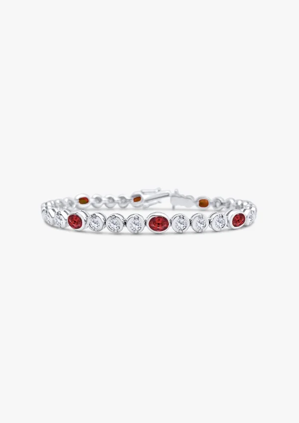 RED LUMIÈRE 18K white gold tennis bracelet with diamonds and rubies