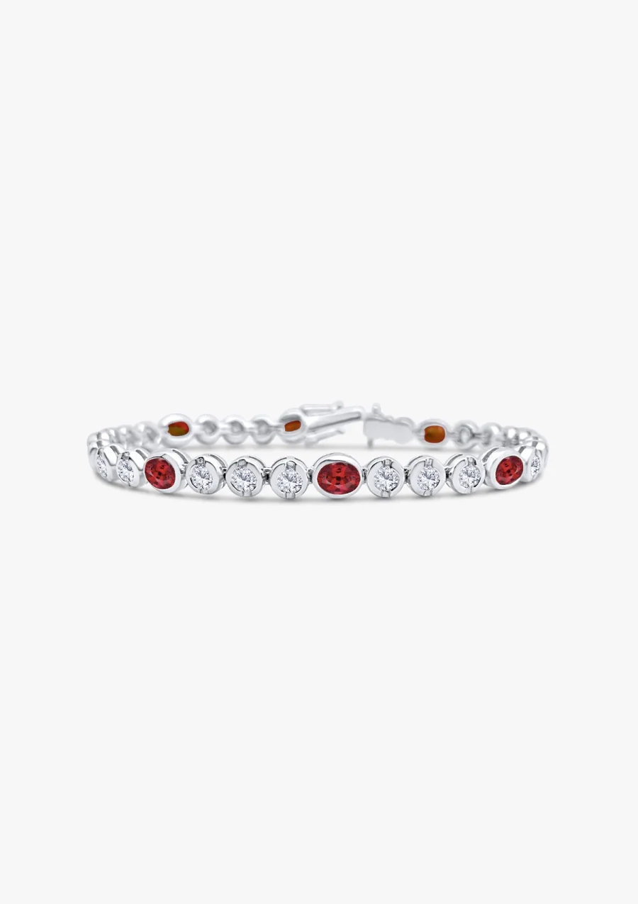 Bracelet rivière RED LUMIÈRE en or blanc 18K diamants et rubis